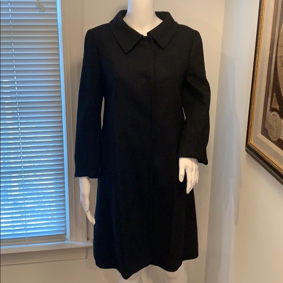 PRADA WOOL COAT BLACK SIZE 44 SNAPPED CLOSURE - Picture 5 of 15